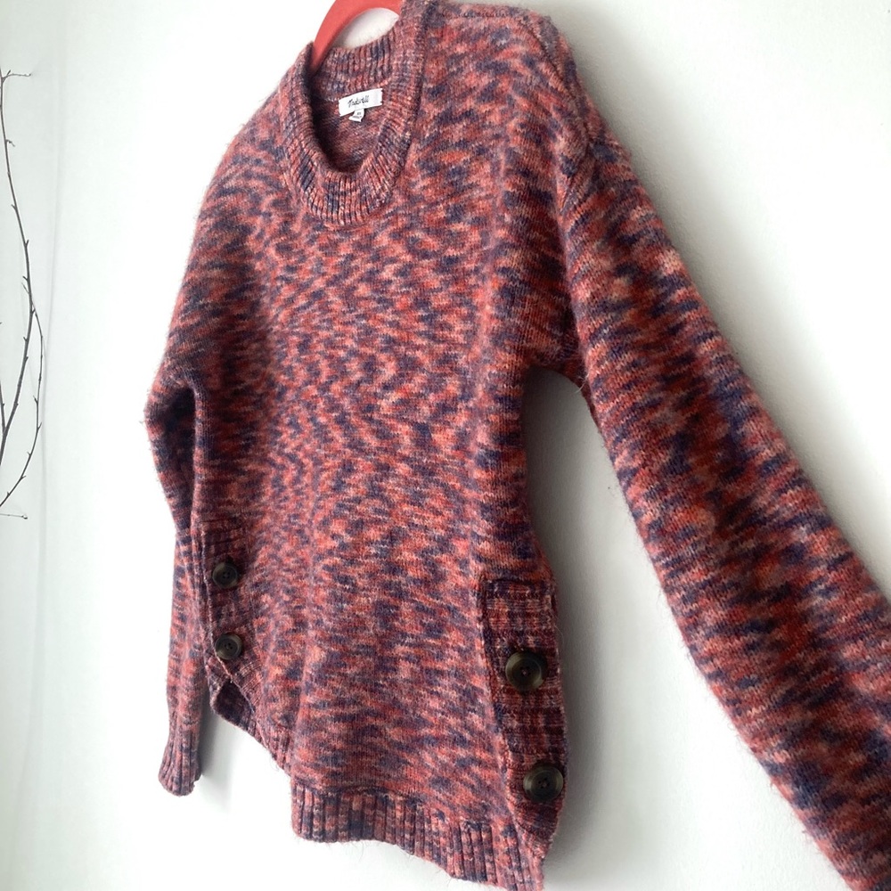 madewell space dyed birchmont side button knit crop sweater pullover jumper xs - Picture 6 of 12